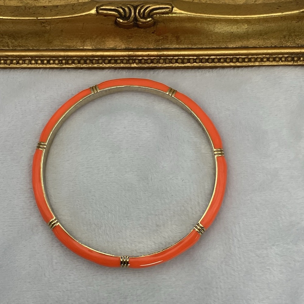 J. Crew Bracelet Orange Enamel Gold Tone Slim Bangle Preppy Classic Minimalist - Picture 6 of 10